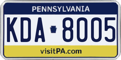 PA license plate KDA8005