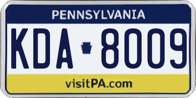 PA license plate KDA8009