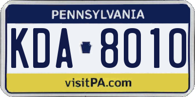 PA license plate KDA8010