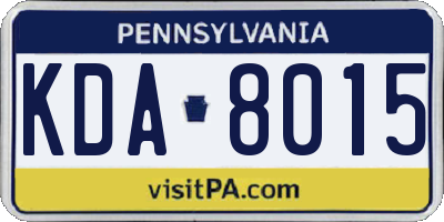 PA license plate KDA8015