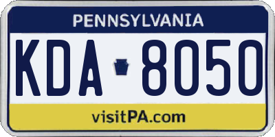 PA license plate KDA8050