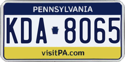PA license plate KDA8065
