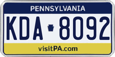 PA license plate KDA8092