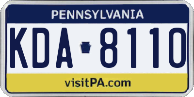 PA license plate KDA8110