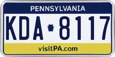 PA license plate KDA8117