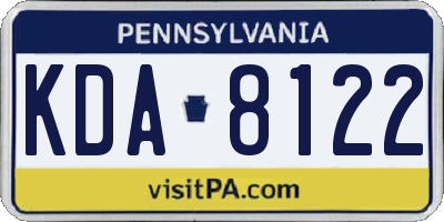 PA license plate KDA8122