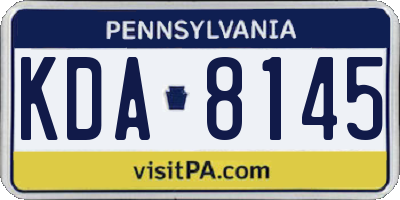 PA license plate KDA8145