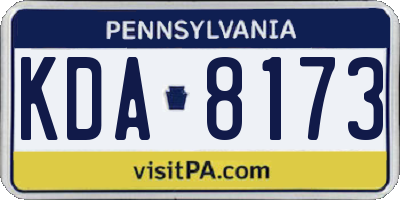 PA license plate KDA8173