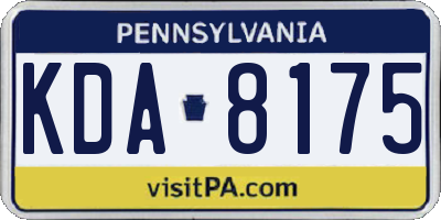 PA license plate KDA8175