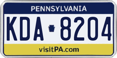 PA license plate KDA8204