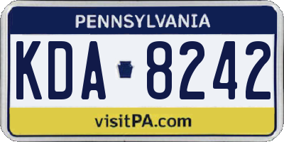 PA license plate KDA8242