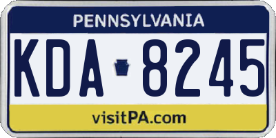 PA license plate KDA8245