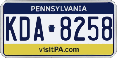 PA license plate KDA8258
