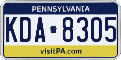 PA license plate KDA8305