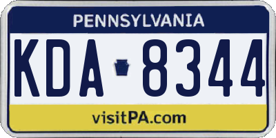 PA license plate KDA8344