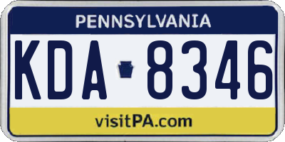 PA license plate KDA8346