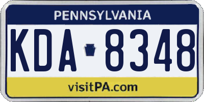 PA license plate KDA8348