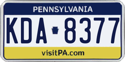PA license plate KDA8377