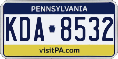 PA license plate KDA8532