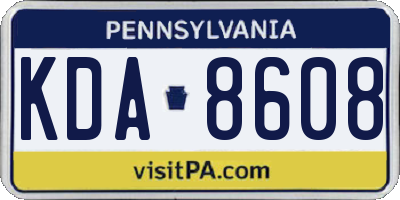 PA license plate KDA8608