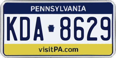 PA license plate KDA8629