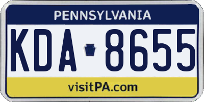 PA license plate KDA8655