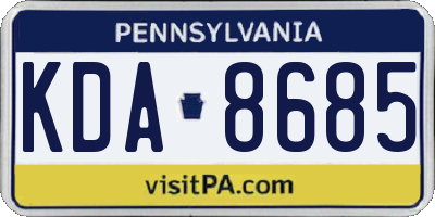 PA license plate KDA8685