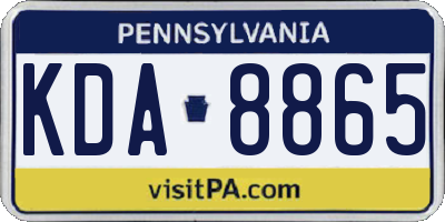 PA license plate KDA8865