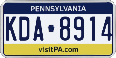 PA license plate KDA8914