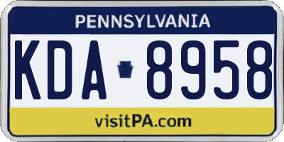 PA license plate KDA8958