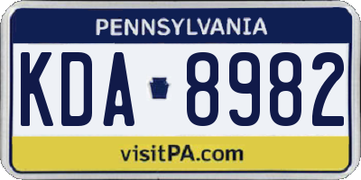 PA license plate KDA8982