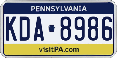 PA license plate KDA8986
