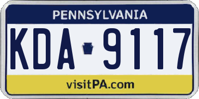 PA license plate KDA9117