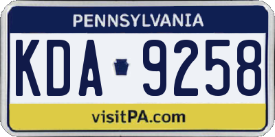 PA license plate KDA9258