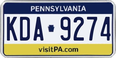 PA license plate KDA9274