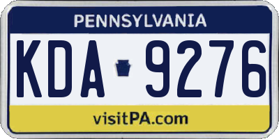 PA license plate KDA9276