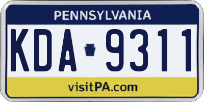 PA license plate KDA9311