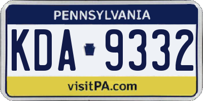 PA license plate KDA9332