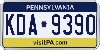 PA license plate KDA9390