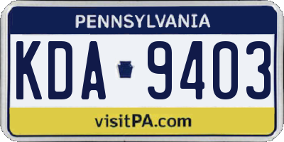 PA license plate KDA9403