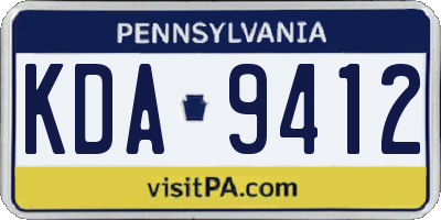 PA license plate KDA9412