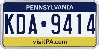 PA license plate KDA9414