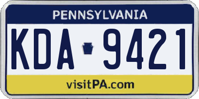 PA license plate KDA9421
