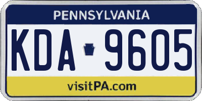 PA license plate KDA9605