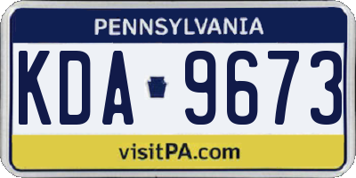 PA license plate KDA9673