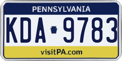 PA license plate KDA9783