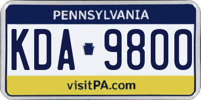 PA license plate KDA9800