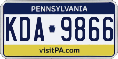 PA license plate KDA9866