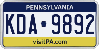 PA license plate KDA9892