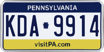 PA license plate KDA9914